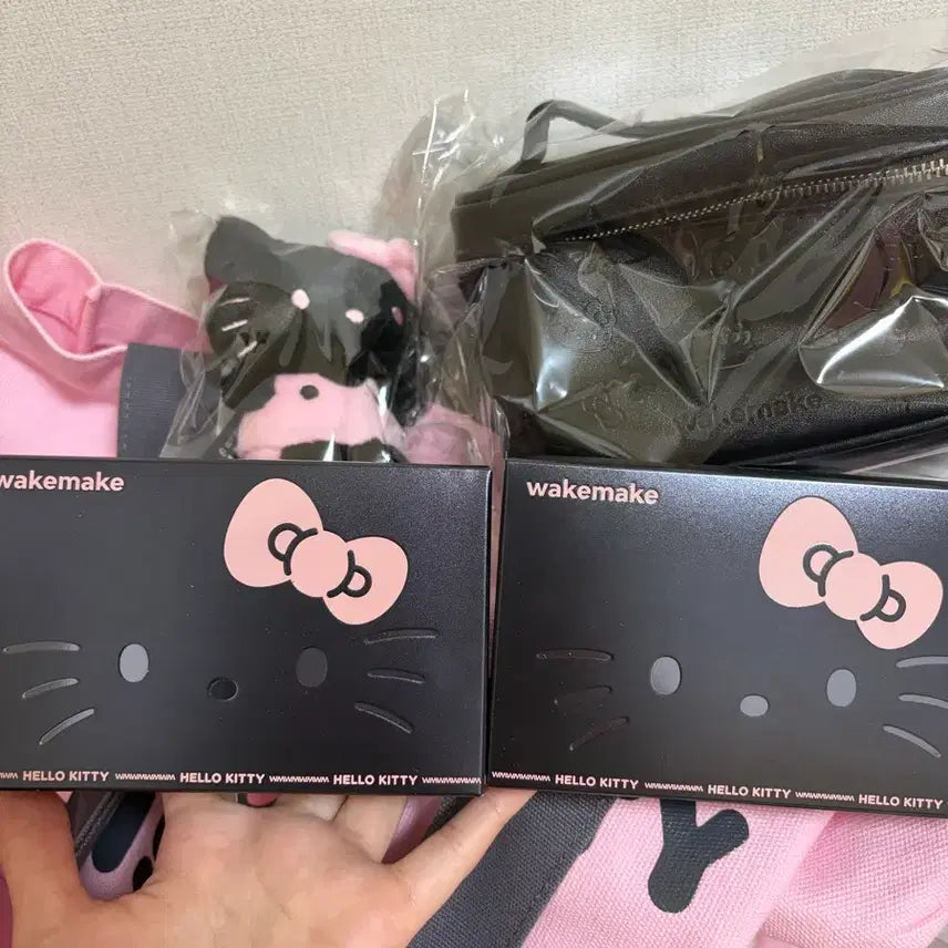 [BUNJANG] WAKEMAKE Hello Kitty Collaboration Pouch, Plush Keychain, Earphone Tint Set, Charm Keychain / 웨이크메이크 헬로키티 콜라보 세트 파우치