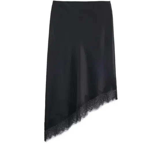 [BUNJANG] ZARA Black Satin Lace Detail Skirt / 자라새틴스커트