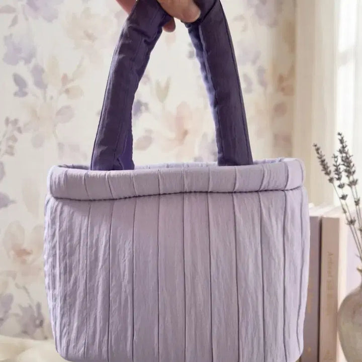 [BUNJANG] Crayon Shin-chan Quilted Tote Bag Golf Bag Padded Bag Lavender / 짱구 부리부리대마왕 퀼팅 토트백 골프백 패딩백 라벤더