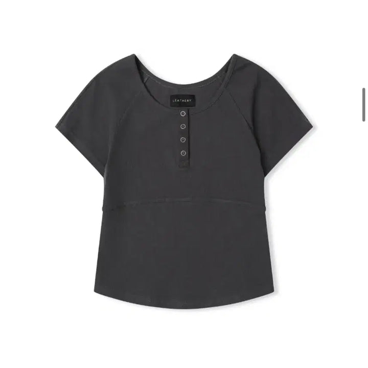[BUNJANG] Ledery Henry Neck Short Sleeve T-Shirt (Charcoal) / 실착 한번) 레더리 헨리넥 반팔 티셔츠(차콜)