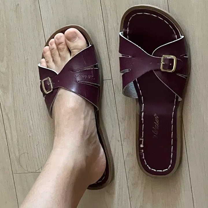 [BUNJANG] Saltwater Buckle Slides Burgundy (230-235) / 솔트워터 슬리퍼(230-235)