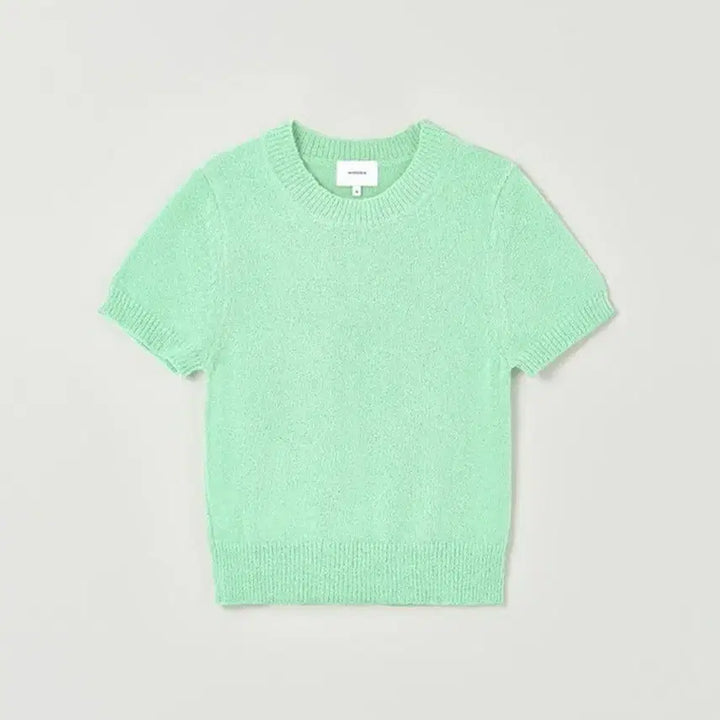 [BUNJANG] Mongdol Boucle Round Neck Crop Summer Short Sleeve Knit Mint / 몽돌 부클 라운드넥 크롭 여름 반팔 니트 민트
