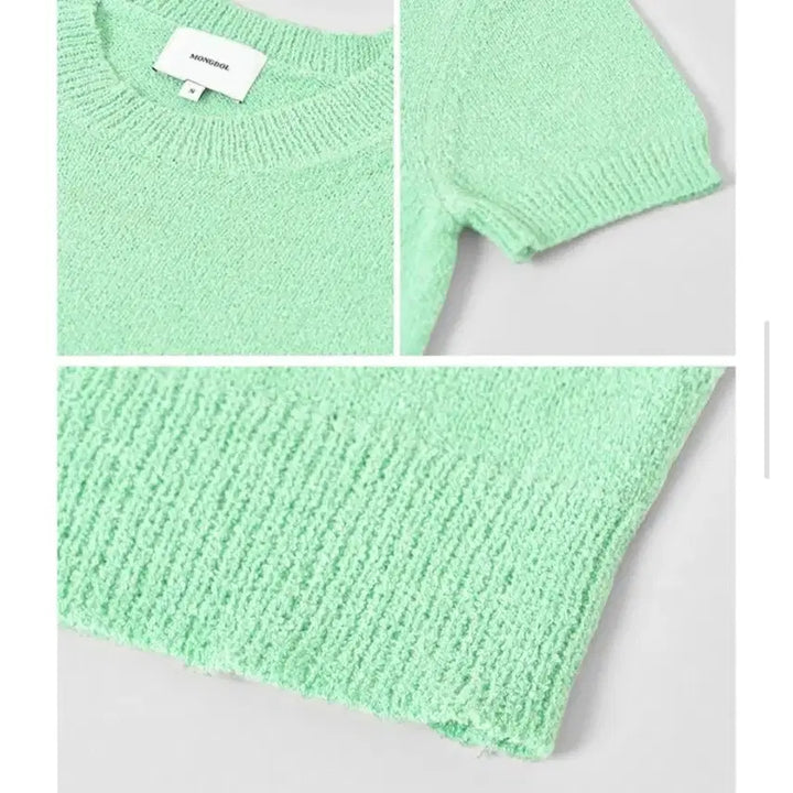 [BUNJANG] Mongdol Boucle Round Neck Crop Summer Short Sleeve Knit Mint / 몽돌 부클 라운드넥 크롭 여름 반팔 니트 민트