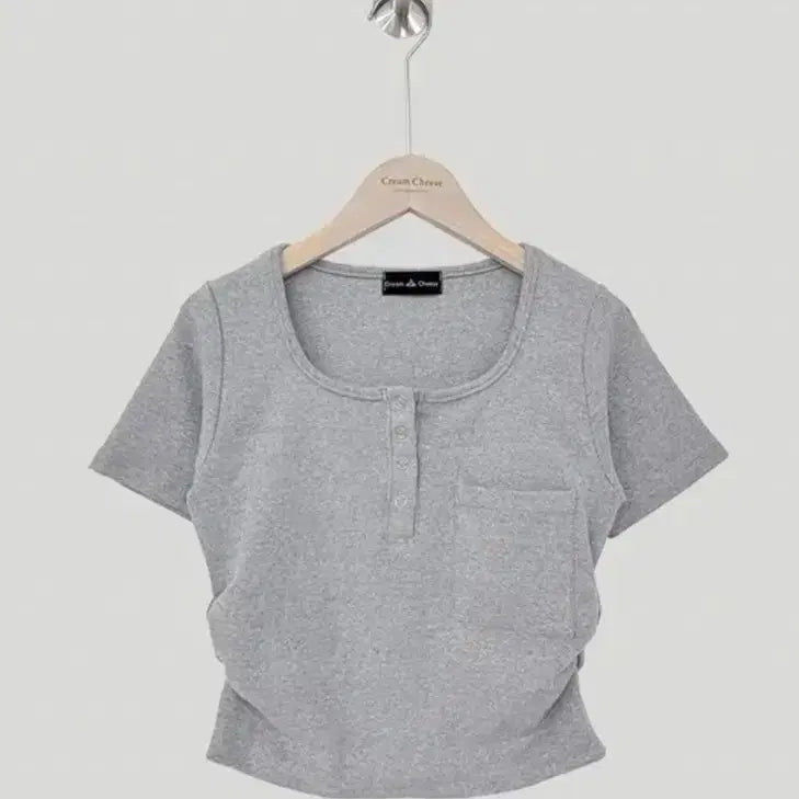 [BUNJANG] Ablley Single Cotton Crop T-shirt / 에이블리 싱글 반팔 니트 코튼 크롭티