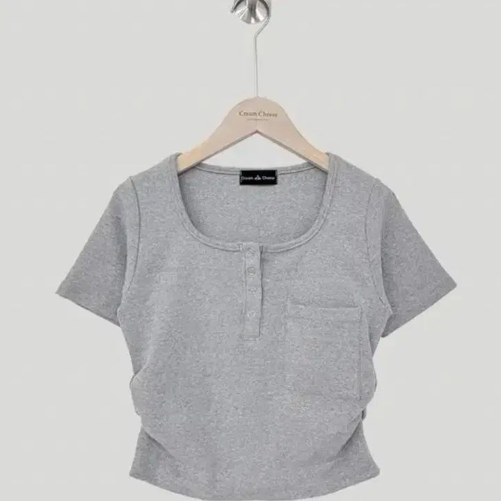 [BUNJANG] Ablley Single Cotton Crop T-shirt / 에이블리 싱글 반팔 니트 코튼 크롭티