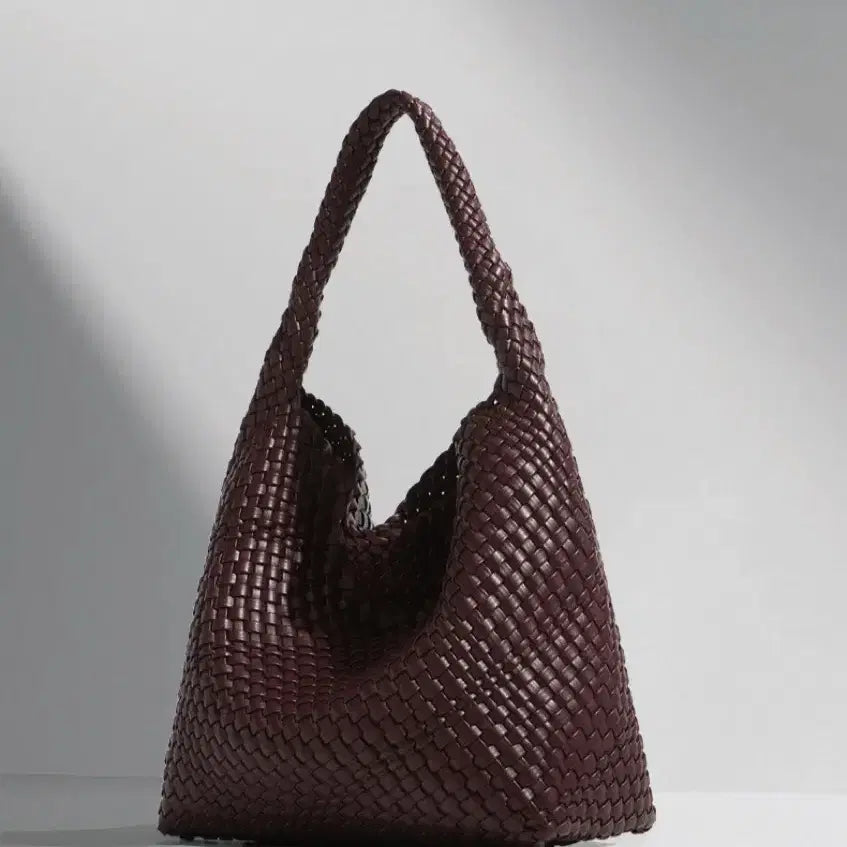 [BUNJANG] Genuine Leather Bottega Style Woven Shoulder Hobo Bag / 소가죽 보테가스타일 위빙 숄더백 호보백