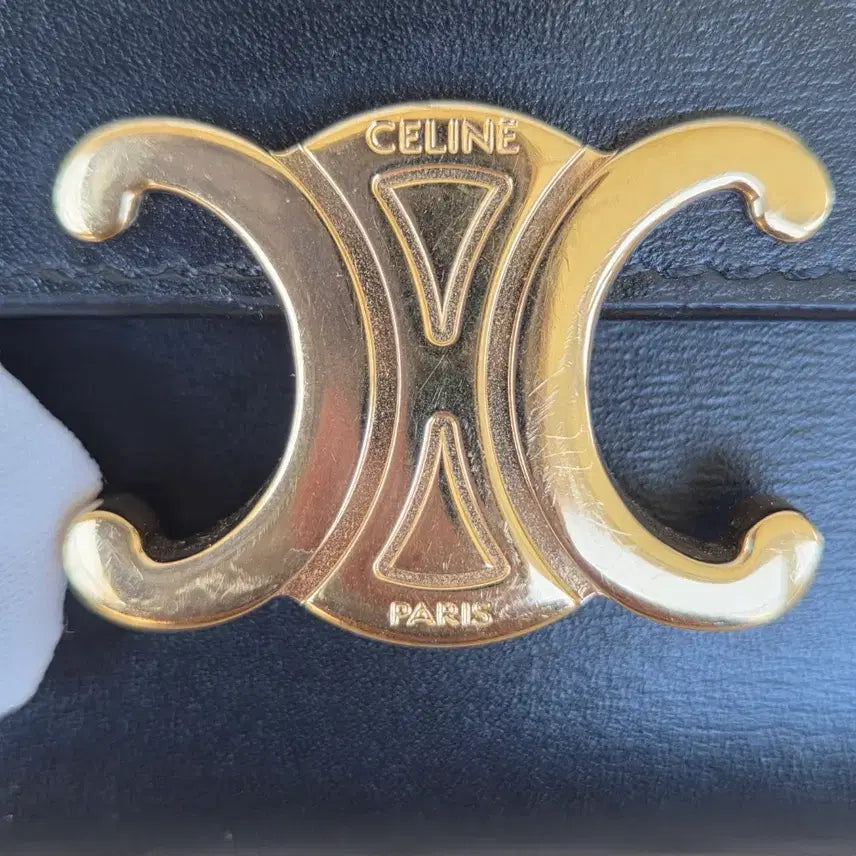 [BUNJANG] Celine Triomphe Compact Wallet with Coin Shiny Calfskin Black / CELINE[정품S급/풀구성] 셀린느 트리옹프 컴팩트 지갑 블랙
