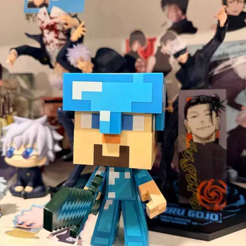 [BUNJANG] Minecraft Steve Action Figure with Diamond Armor / 마인크래프트 스티브 피규어