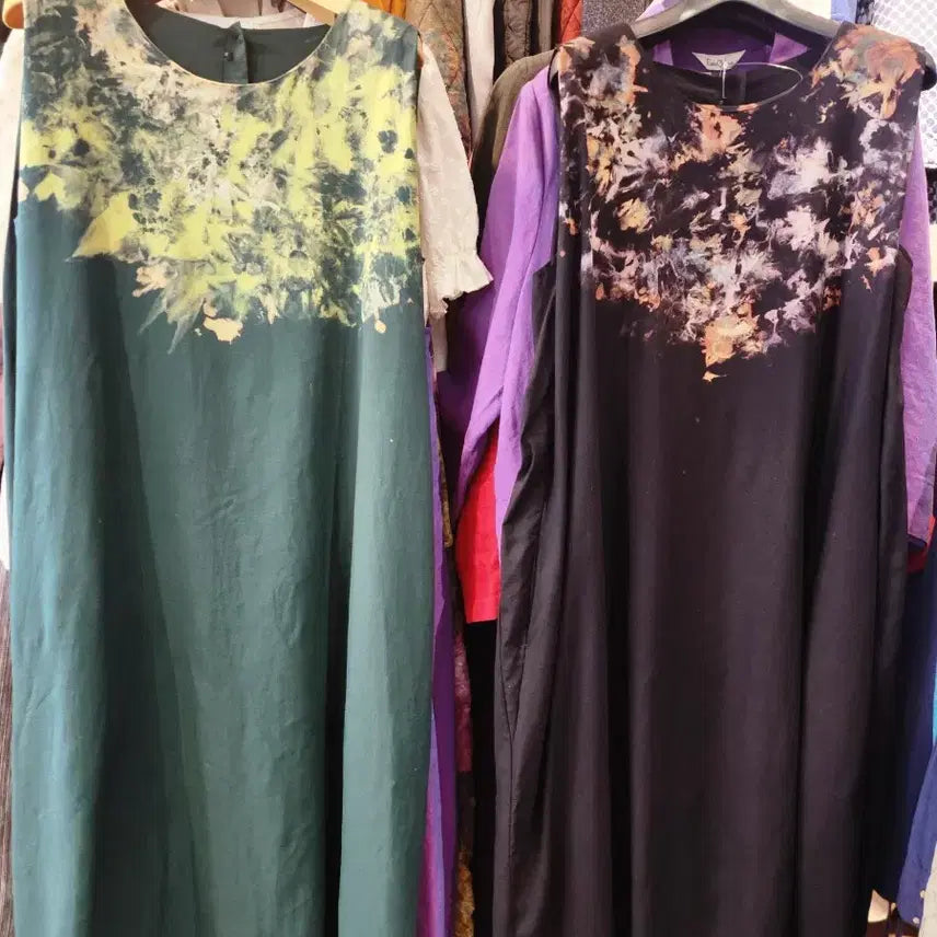 [BUNJANG] Natural Dyed Black Linen Dress Size 77 / 새것)블랙 린넨 염색원피스 77