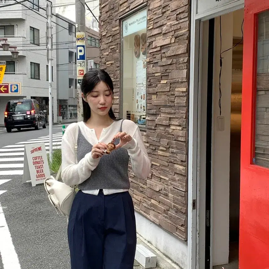 [BUNJANG] Lamure Knit Bustier Charcoal / 라무어 니트 뷔스티에 그레이 챠콜 가내스라 모던로브