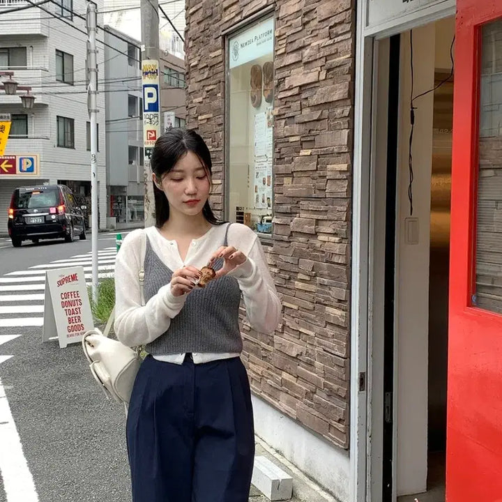[BUNJANG] Lamure Knit Bustier Charcoal / 라무어 니트 뷔스티에 그레이 챠콜 가내스라 모던로브