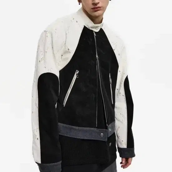 [BUNJANG] RS SC Punching Leather Biker Jacket / 알에스에스씨 펀칭레더바이커자켓