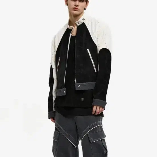 [BUNJANG] RS SC Punching Leather Biker Jacket / 알에스에스씨 펀칭레더바이커자켓