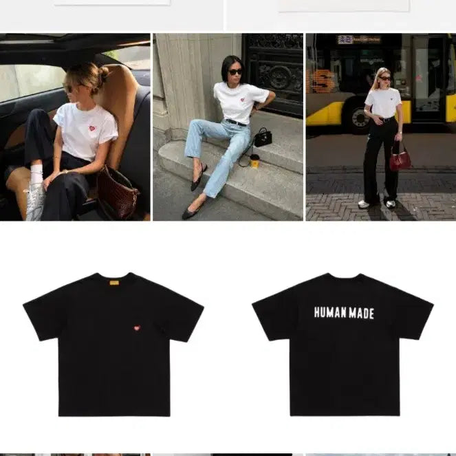 [BUNJANG] Human Made Heart Patch Short Sleeve T-Shirt Black/White/Heather Grey / 휴먼메이드 하트 패치 반팔티셔츠 블랙/화이트/헤더그레이