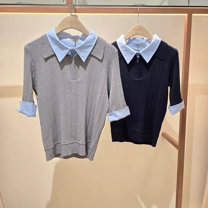 [BUNJANG] Kenneth Lady 2026 Summer Layered Shirt Knit / 케네스레이디 26년 여름 신상 셔츠 레이어드 니트