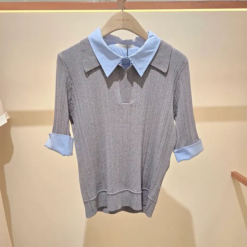 [BUNJANG] Kenneth Lady 2026 Summer Layered Shirt Knit / 케네스레이디 26년 여름 신상 셔츠 레이어드 니트