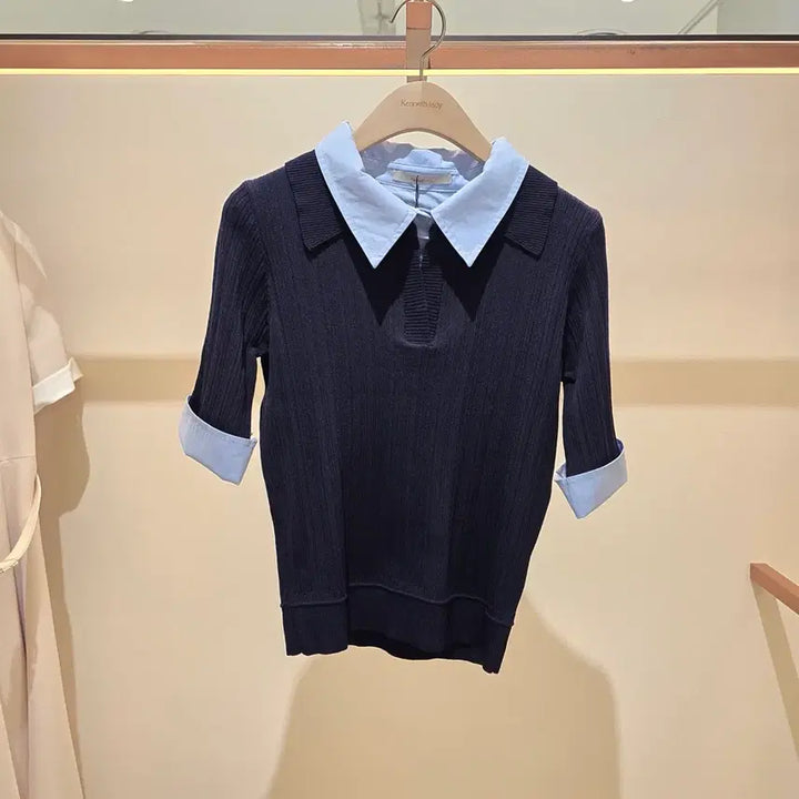 [BUNJANG] Kenneth Lady 2026 Summer Layered Shirt Knit / 케네스레이디 26년 여름 신상 셔츠 레이어드 니트