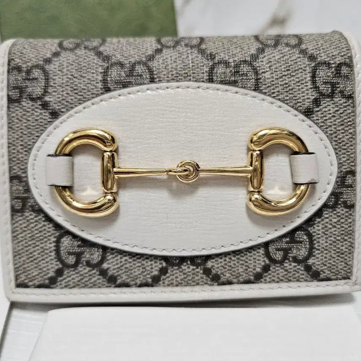 [BUNJANG] Gucci Horsebit 1955 Card Case Beige/Ebony GG Supreme Canvas / (최상급) 구찌 홀스빗 1955 카드 지갑