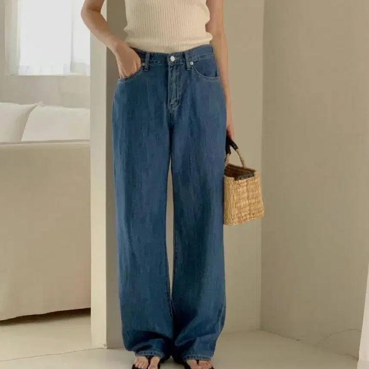 [BUNJANG] Libre Linen Dark Blue Denim Pants S / 리브레 린넨 진청 데님