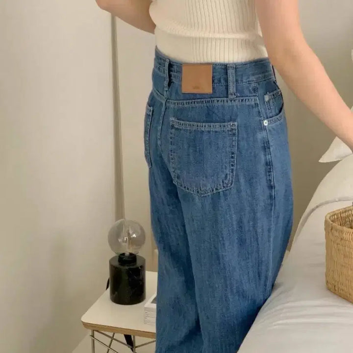 [BUNJANG] Libre Linen Dark Blue Denim Pants S / 리브레 린넨 진청 데님