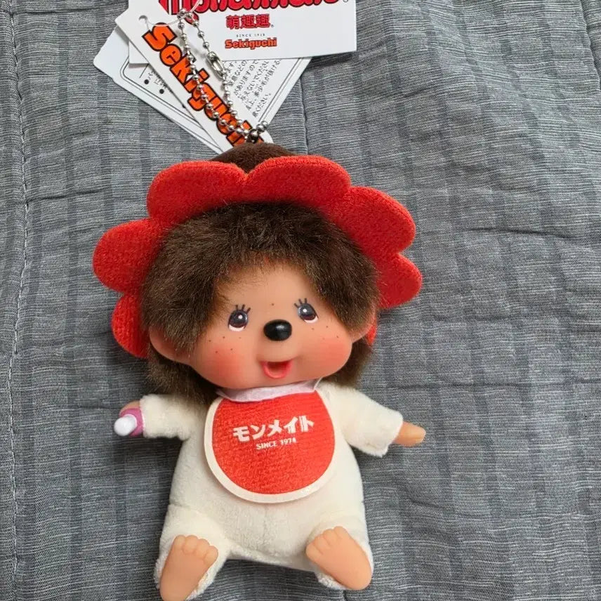 [BUNJANG] Monchhichi Monmate Orange Flower Keyring / 홍콩 몬치치 몬메이트 오렌지 플라워 키링