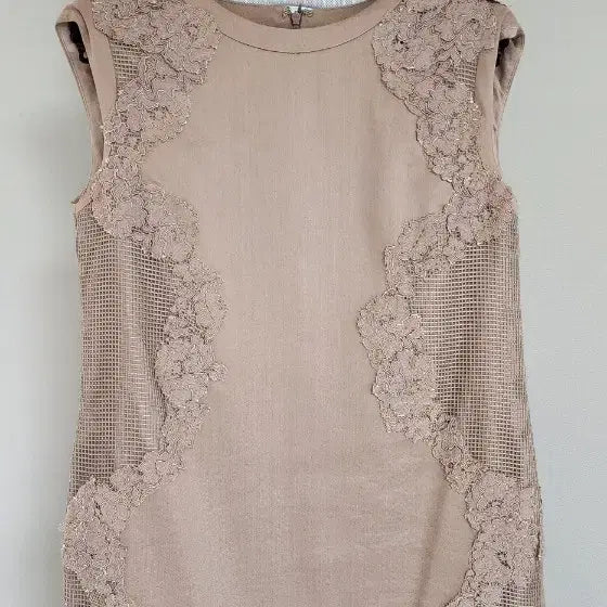 [BUNJANG] LYRIQUE PARIS Linen Lace Dress Beige Size 55 / 제평 리리끄 베이지 린넨 원피스 55사이즈