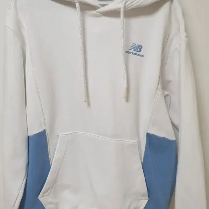 [BUNJANG] New Balance White Blue Color Block Hoodie / 뉴발란스 화이트 블루 배색 후드