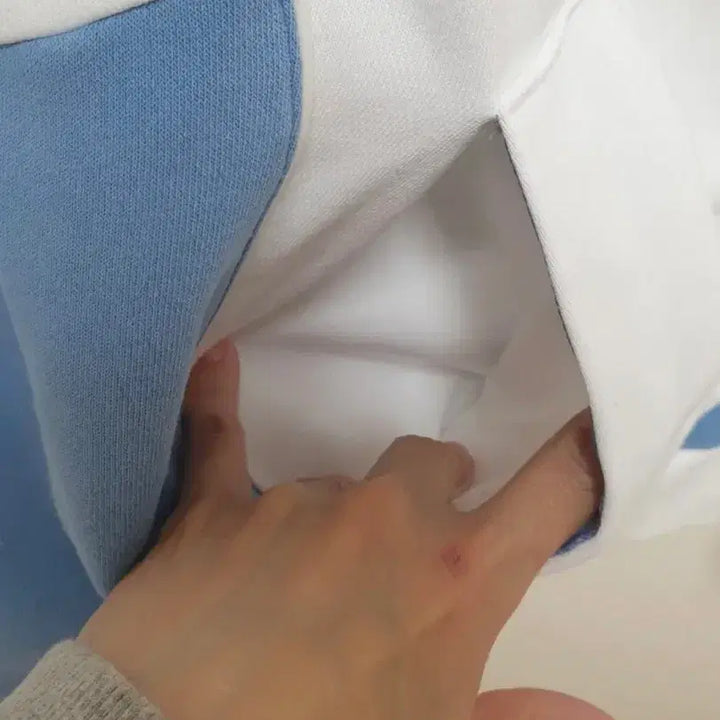 [BUNJANG] New Balance White Blue Color Block Hoodie / 뉴발란스 화이트 블루 배색 후드