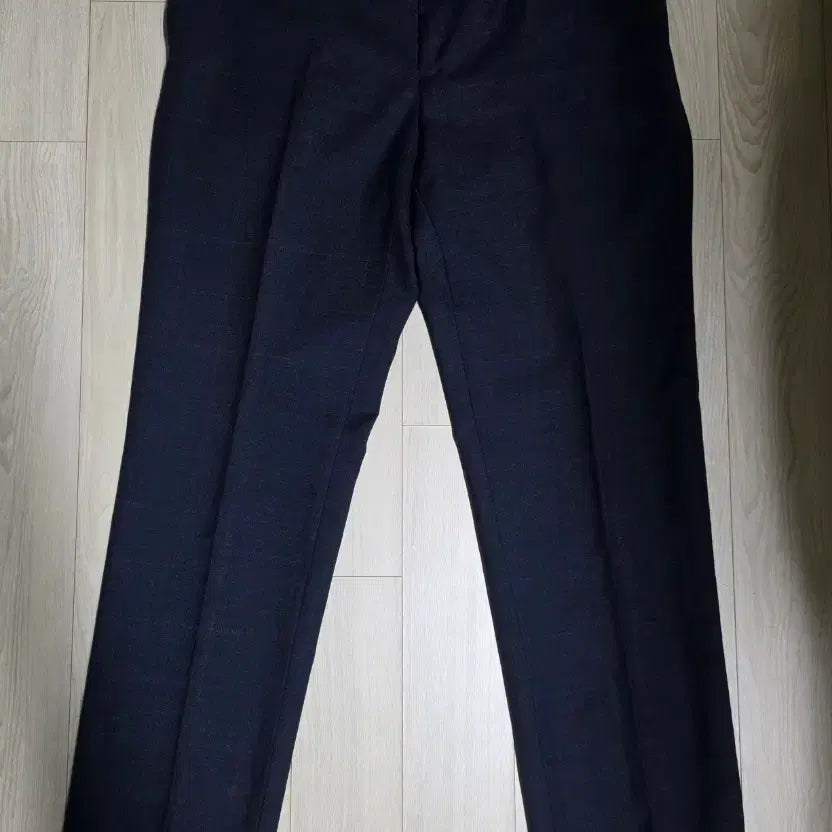 [BUNJANG] Navy Check Suit Pants Slacks / 네이비 체크 정장 바지 슬랙스