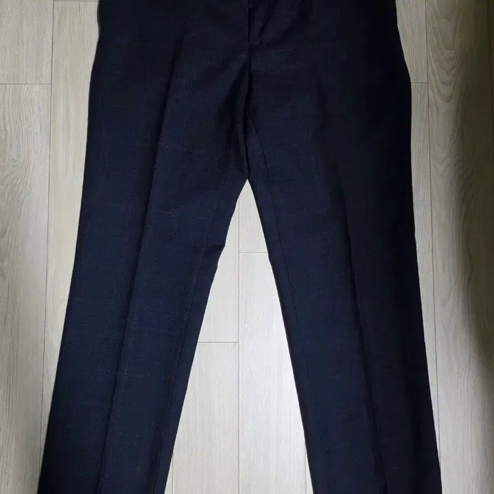 [BUNJANG] Navy Check Suit Pants Slacks / 네이비 체크 정장 바지 슬랙스