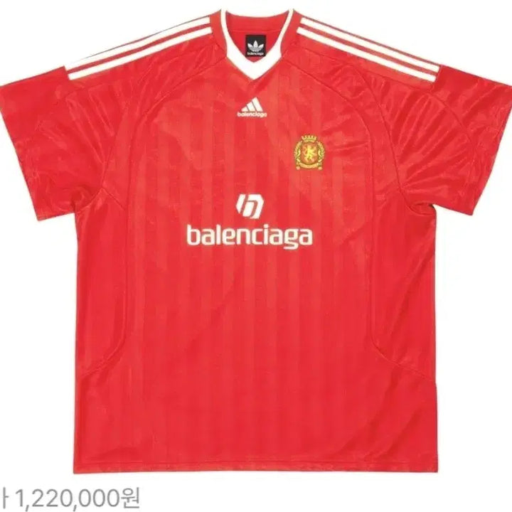 [BUNJANG] Balenciaga Adidas Soccer T-Shirt Red / 발렌시아가 아디다스 사커 반팔 티셔츠 레드 풋볼 로고 스포티 3b 스포츠