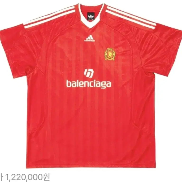 [BUNJANG] Balenciaga Adidas Soccer T-Shirt Red / 발렌시아가 아디다스 사커 반팔 티셔츠 레드 풋볼 로고 스포티 3b 스포츠