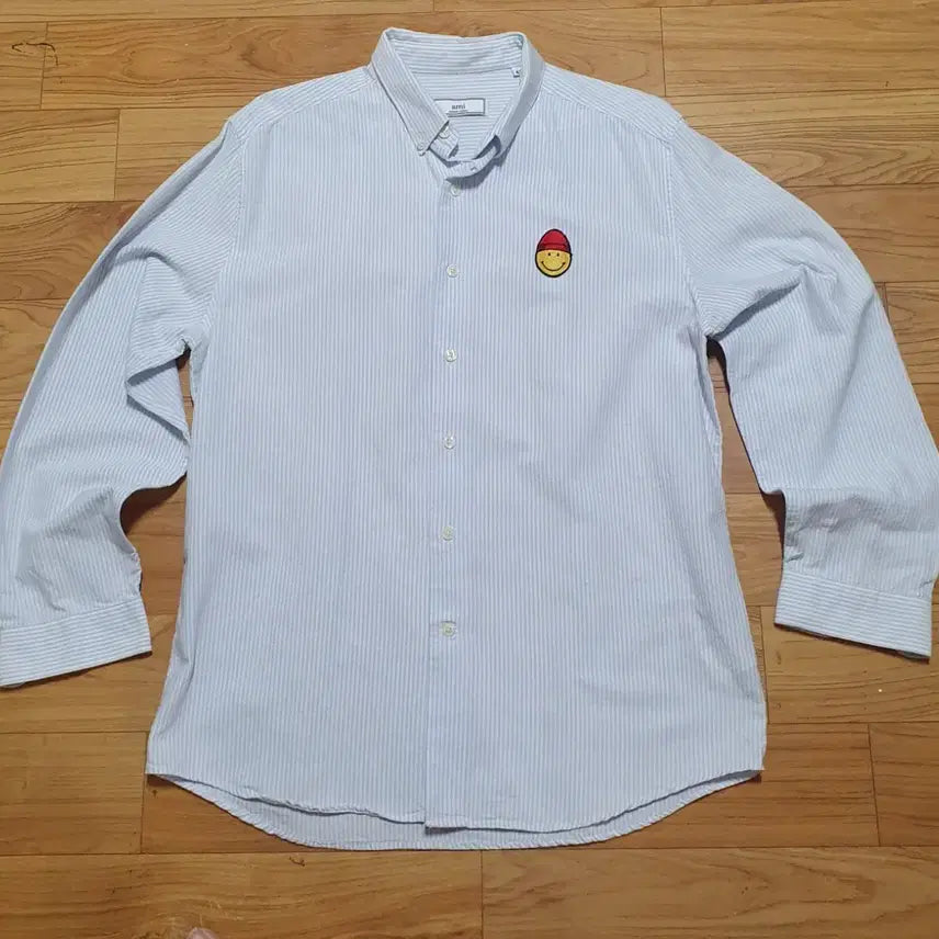 [BUNJANG] AMI Smiley Oxford Stripe Shirt Sky Blue Size 42 / 아미 스마일리 옥스퍼드 스트라이프 셔츠 하늘색 42 상태최상 구제