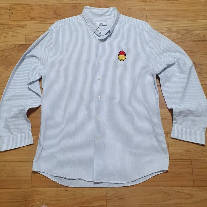 [BUNJANG] AMI Smiley Oxford Stripe Shirt Sky Blue Size 42 / 아미 스마일리 옥스퍼드 스트라이프 셔츠 하늘색 42 상태최상 구제