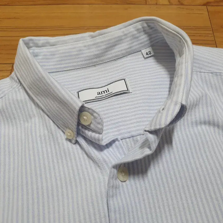 [BUNJANG] AMI Smiley Oxford Stripe Shirt Sky Blue Size 42 / 아미 스마일리 옥스퍼드 스트라이프 셔츠 하늘색 42 상태최상 구제