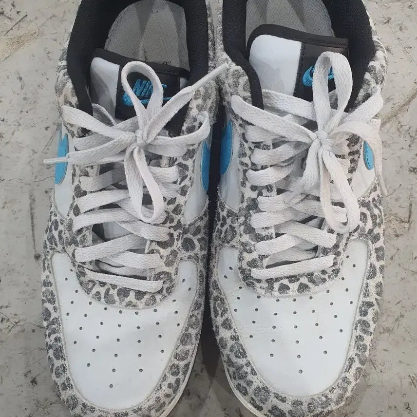 [BUNJANG] Nike Leopard Pattern Sneakers White/Blue / 나이키 운동화 레오파드 패턴 화이트/블루