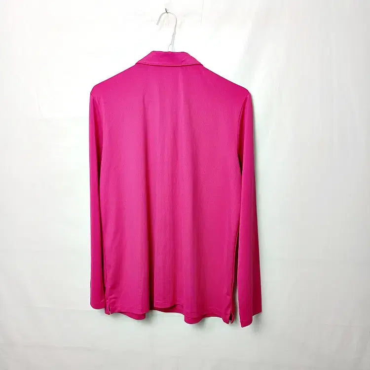 [BUNJANG] Crocodile Lady Colorblock Applique Polo T-Shirt / 크로커다일레이디 배색 와펜 카라 반오픈 티셔츠 100
