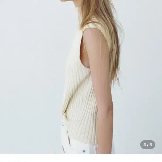 [BUNJANG] Le17 Ribbed Mock Neck Sleeveless Top - Ivory / Le17 RIBBED MOCK NECK SLEEVELES