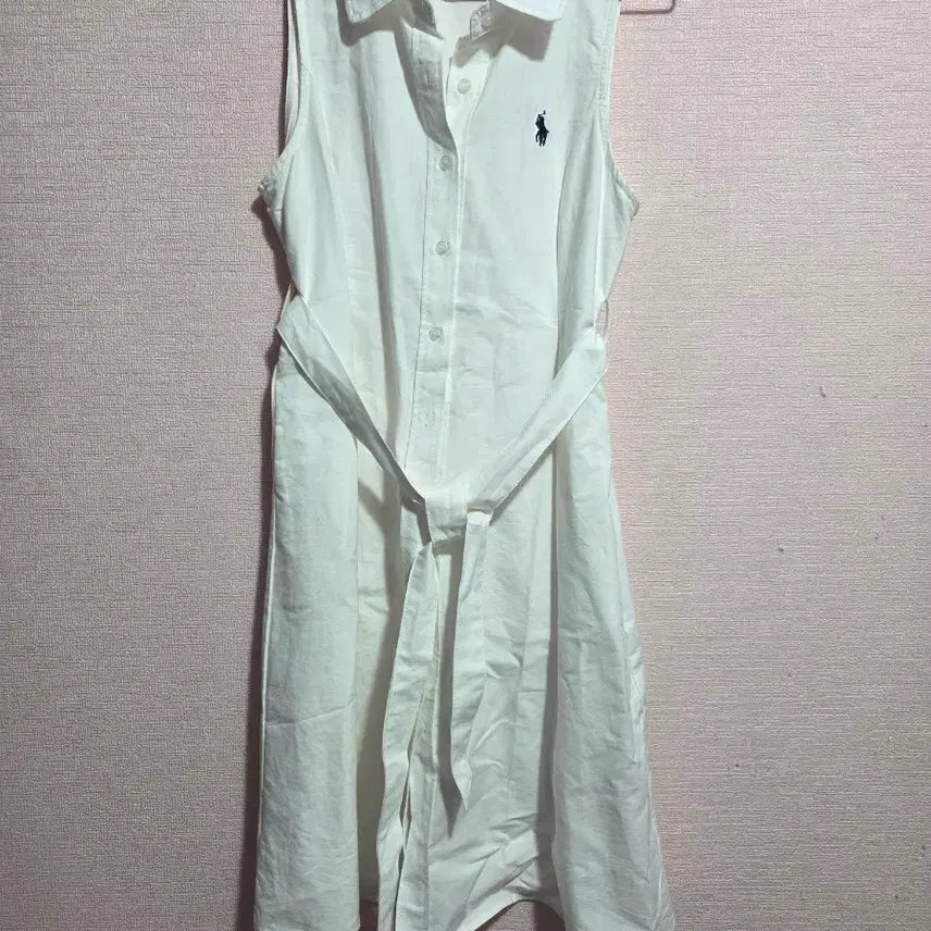 [BUNJANG] Polo Ralph Lauren White Linen Belted Dress / 폴로 랄프로렌 화이트 린넨 벨트 원피스
