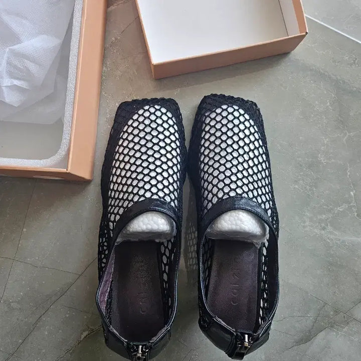 [BUNJANG] Lambskin Mesh Kitten Heel Mules (New) / 양가죽 메쉬 미들힐 키튼힐(새상품)