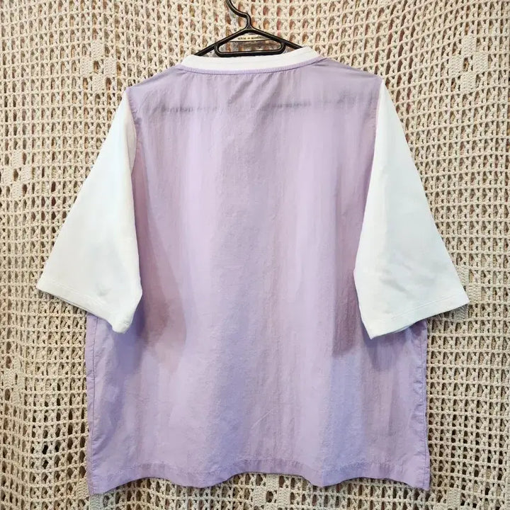 [BUNJANG] Chatelaine Lavender Color Block Short Sleeve T-Shirt / 샤트렌 라벤더배색 티셔츠  95~100가능