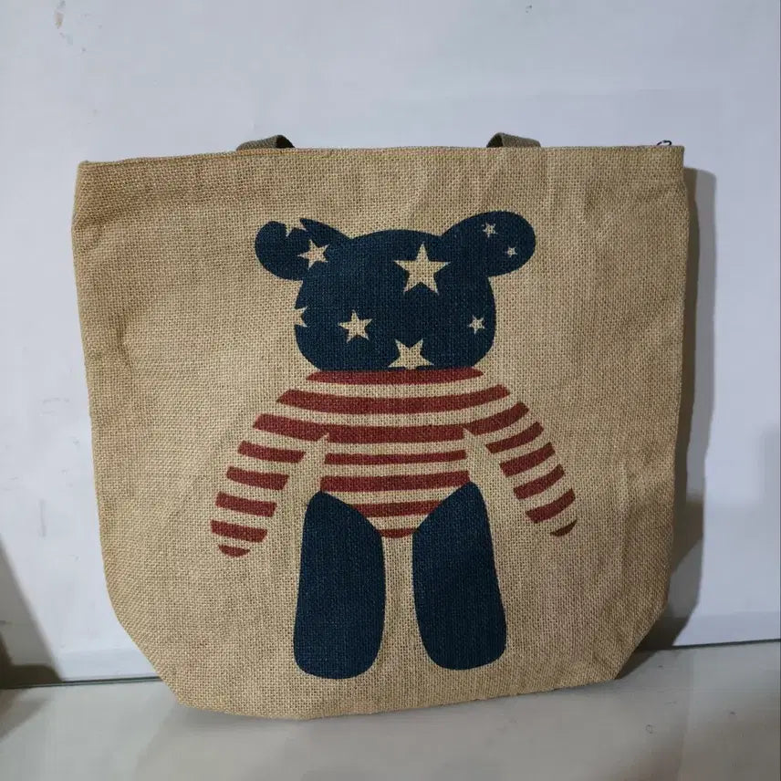 [BUNJANG] Simpsons Star-Spangled Bear Rattan Eco Bag / 심슨 성조기베어 라탄 에코백