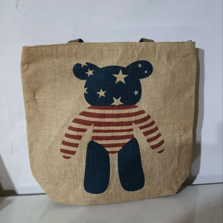[BUNJANG] Simpsons Star-Spangled Bear Rattan Eco Bag / 심슨 성조기베어 라탄 에코백