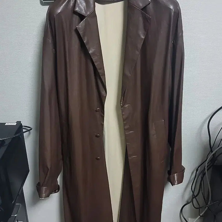 [BUNJANG] Marlene Leather Trench Coat Dark Brown Size 2 / 말렌 레더 트렌치코트 2사이즈 다크브라운