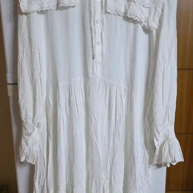 [BUNJANG] Lace Collar Long Dress White / 레이스 칼라 롱 원피스 화이트