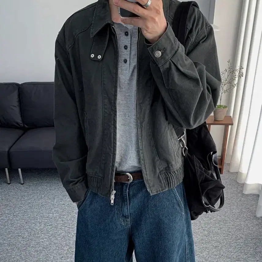 [BUNJANG] Arris Faded Grey Cotton Blouson Jacket L / 알리스 페이디드 그레이 코튼 블루종 자켓 L 새상품 판매합니다.