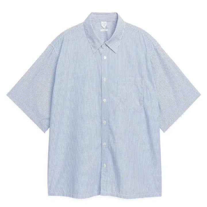 [BUNJANG] Arket Oversized Blue Stripe Short Sleeve Shirt Size 48 / 아르켓 오버핏 블루 스트라이프 반팔 셔츠 48사이즈