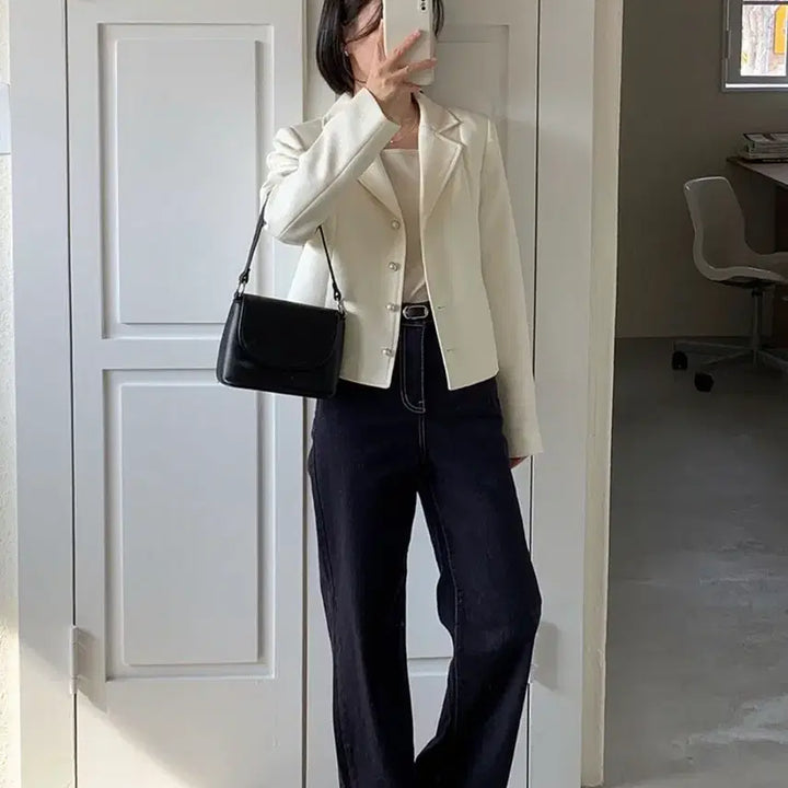 [BUNJANG] Slowlist Mona Collar Tweed Jacket (Ivory) / 슬로우리스트 모네 카라 트위드 자켓(아이보리)