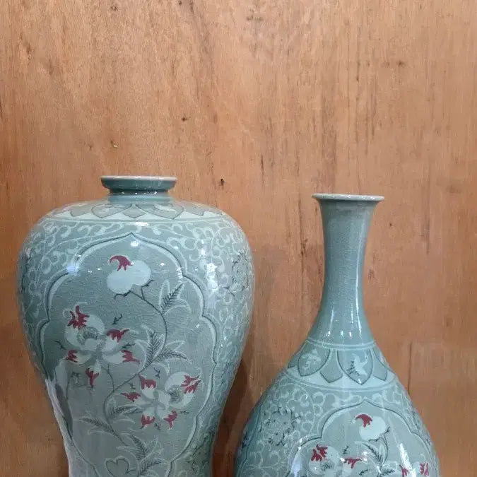 [BUNJANG] Myungbi Pottery Kim Jin-seok Celadon Vase and Bottle Set / 명비도예 김진석 청자 도자기 매병과 주병