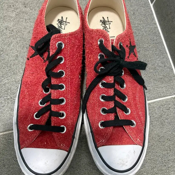 [BUNJANG] Stussy x Converse Chuck Taylor All-Star Red Low Top Sneakers / 스투시 컨버스 척테일러 레드 로우
